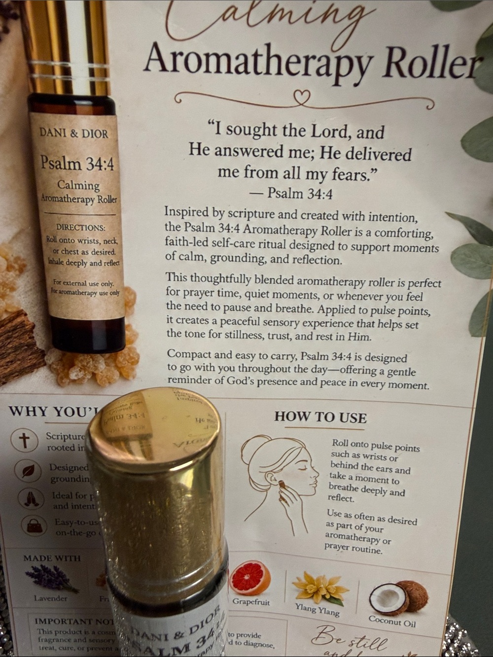 Dani & Dior Calming Aromatherapy psalm 34:4 - 🆕